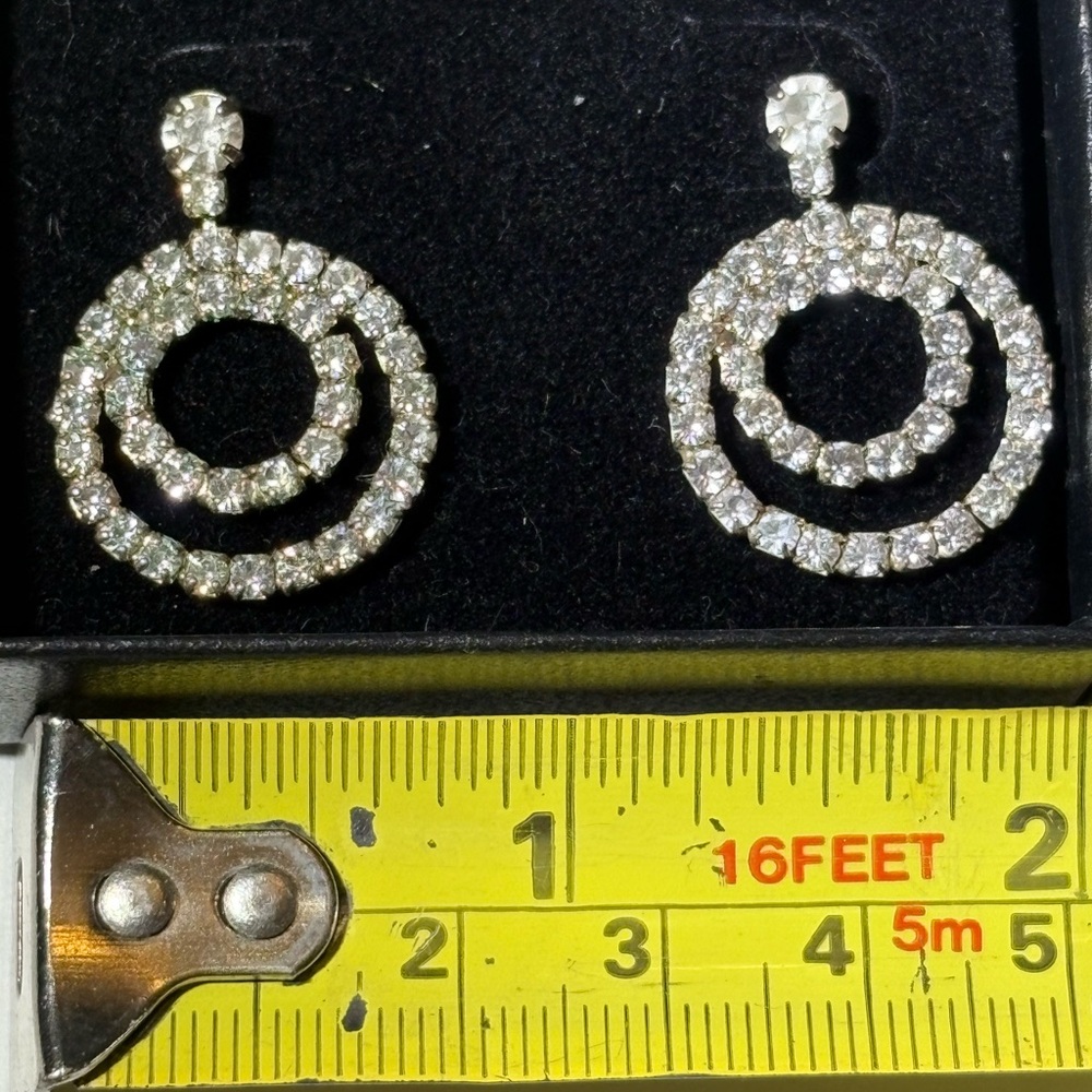 Elegant Silver Crystal double Hoop Earrings
